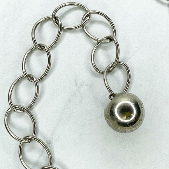 Silver Tone Simple Ball Charm Metal Chain Link Belt Extra Small/Small (XS/S) ✨ - Picture 2 of 10